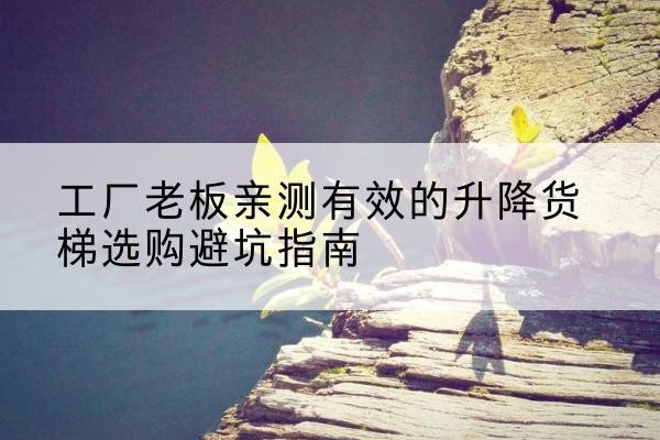 广南升降货梯怎么选-工厂老板亲测有效的升降货梯选购避坑指南